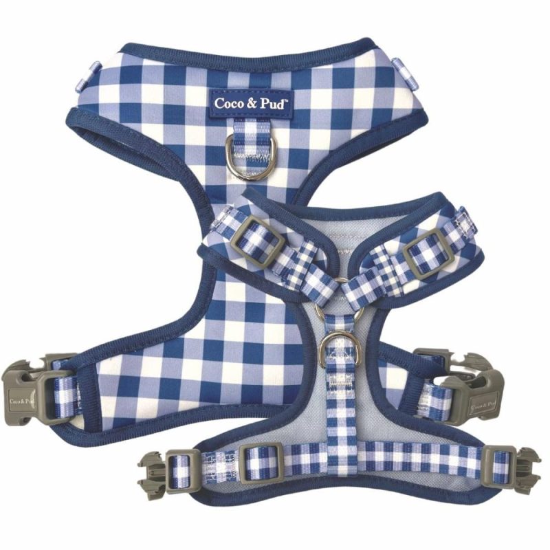 Adjustable Harnesses | Gingham French Navy Adjustable Dog Harness