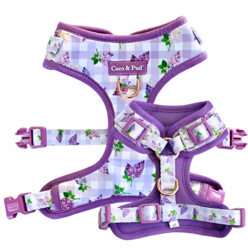 Adjustable Harnesses | Gingham Lilac Adjustable Dog Harness