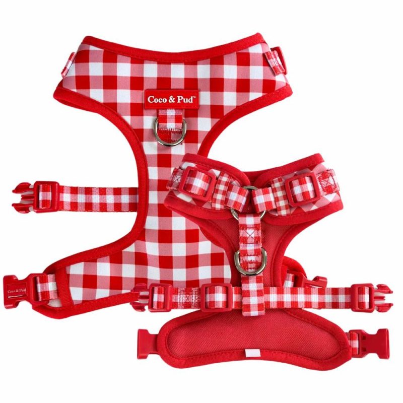 Adjustable Harnesses | Gingham Red Adjustable Dog Harness