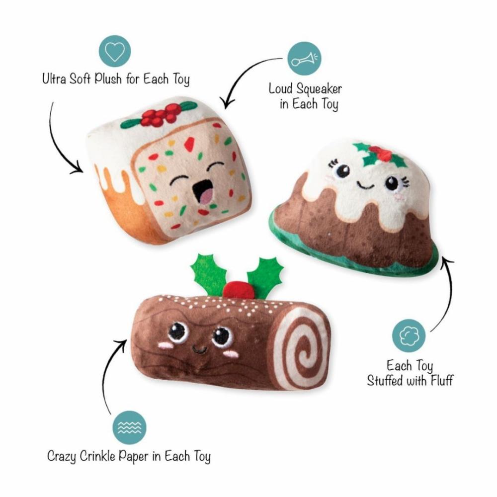 Christmas | Room For Dessert Christmas Holiday Plush Dog Toy – 3 Minis