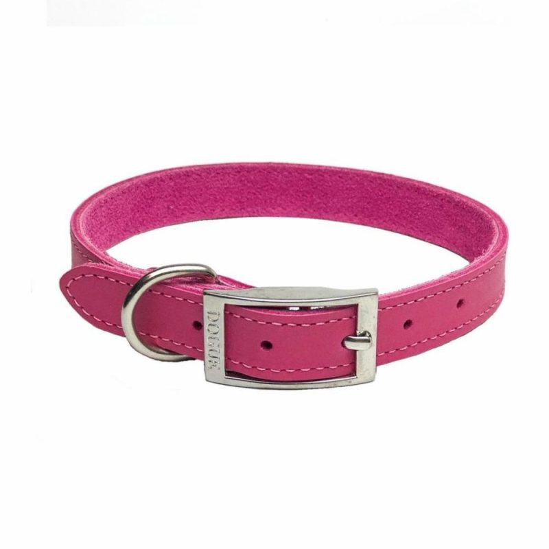 Collars | DOGUE Plain Jane Leather Dog Collar -Fuschia