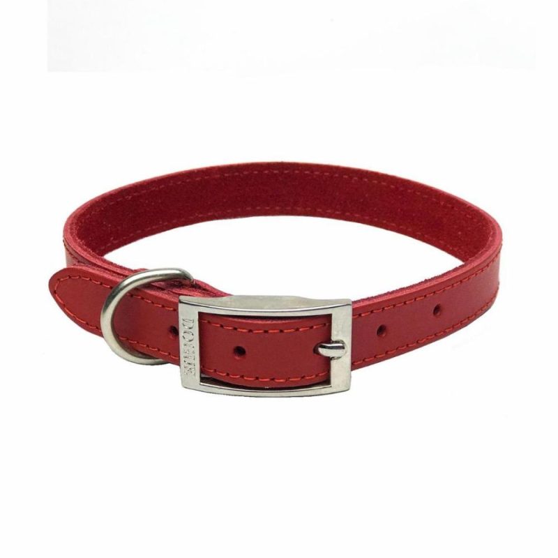 Collars | DOGUE Plain Jane Leather Dog Collar -Red