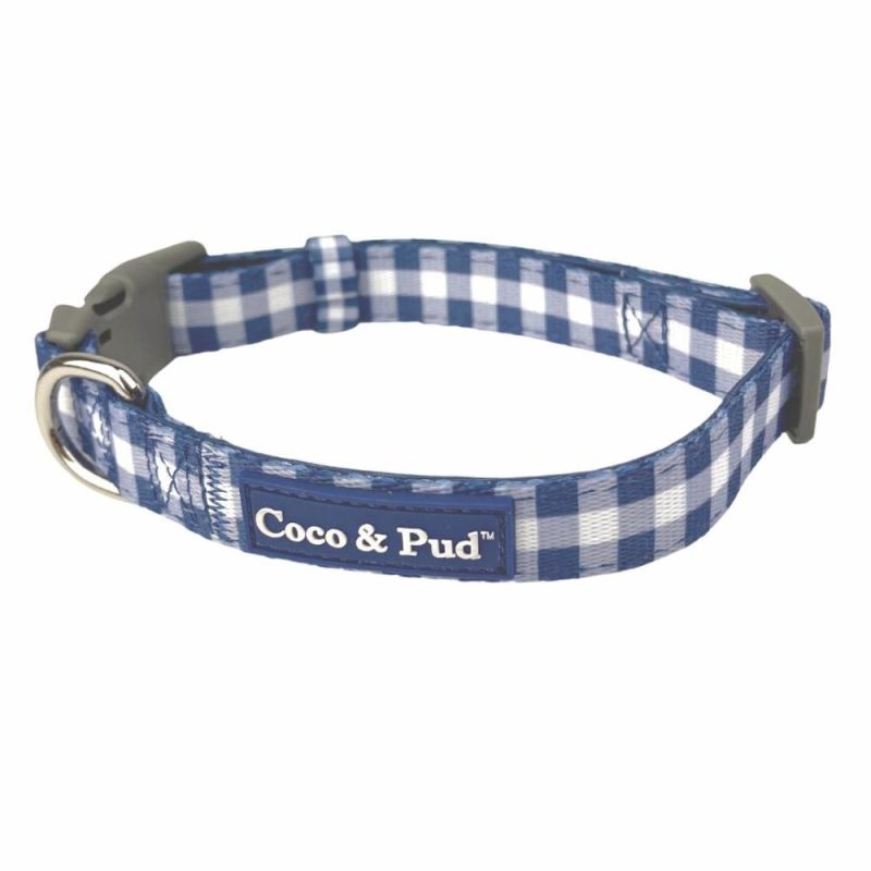 Collars | Gingham French Navy Dog Collar