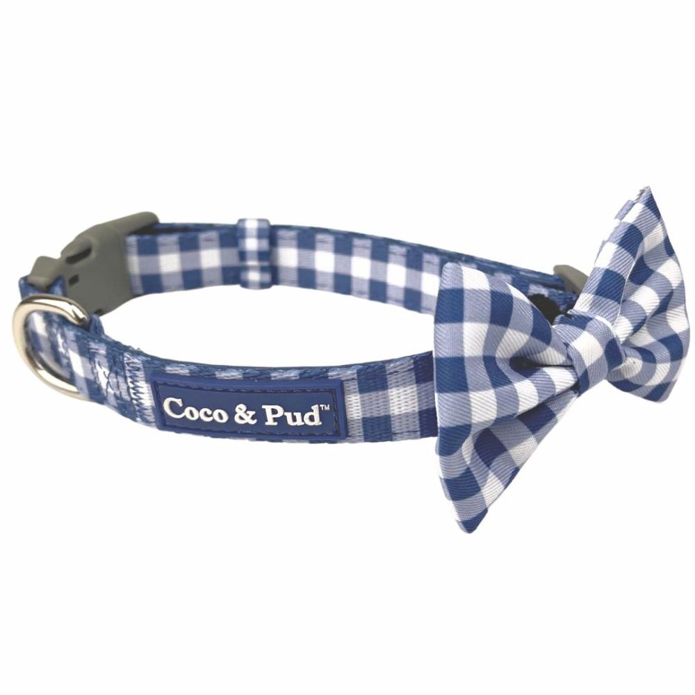 Collars | Gingham French Navy Dog Collar