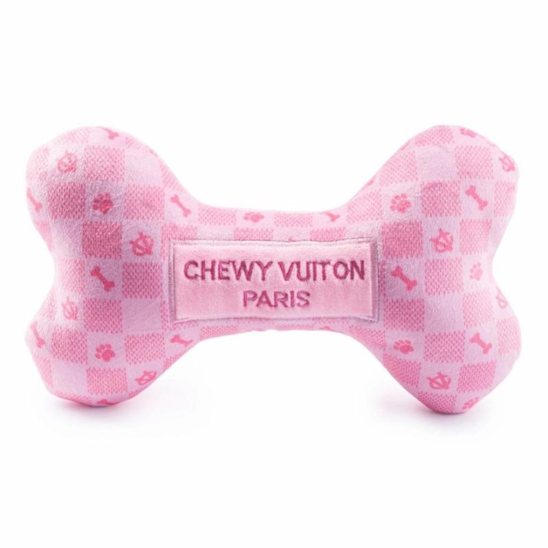 Easter | Pink Checker Chewy Vuiton Bone Dog Toy