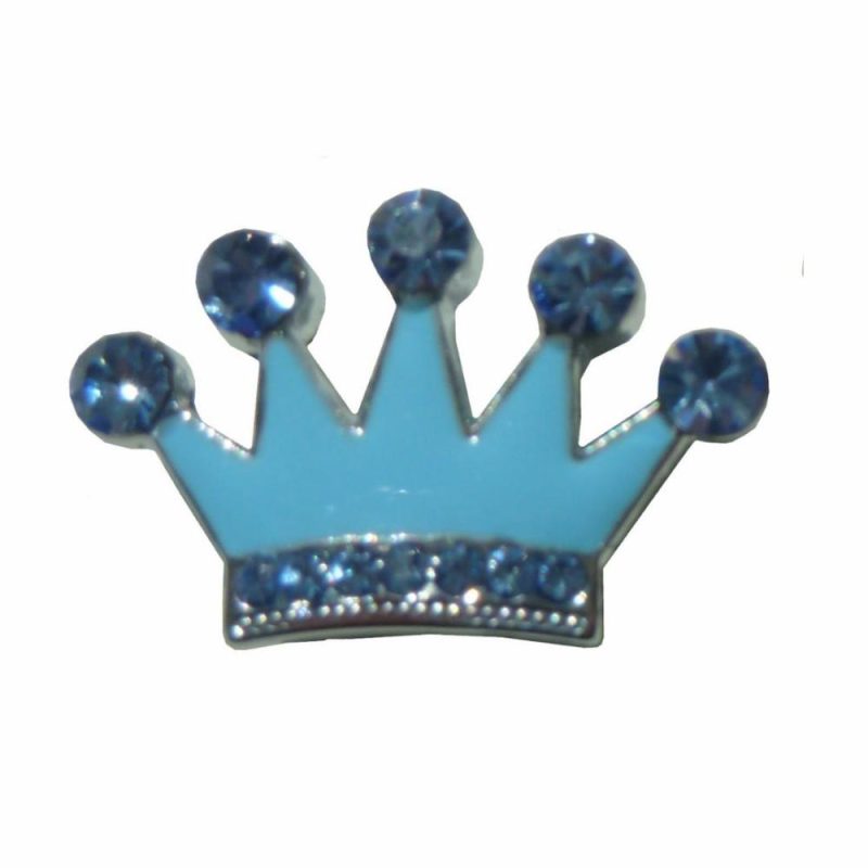 ID Tags & Charms | Crown Crystal Slide Charm – Light Blue