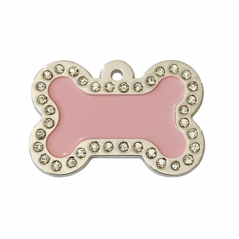 ID Tags & Charms | Crystal Bone ID Tag – Pink & Silver