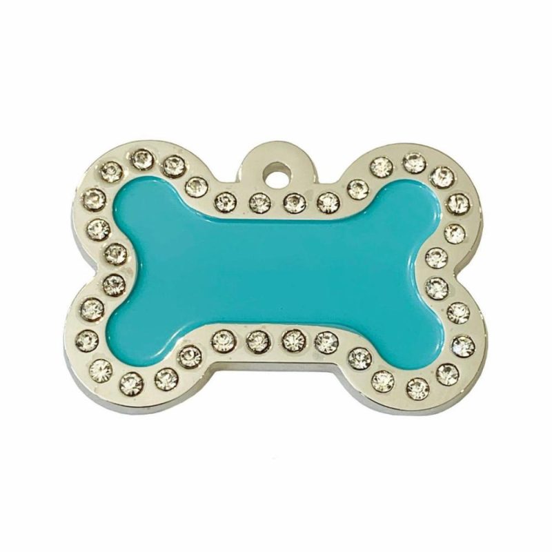 ID Tags & Charms | Crystal Bone ID Tag – Teal & Silver