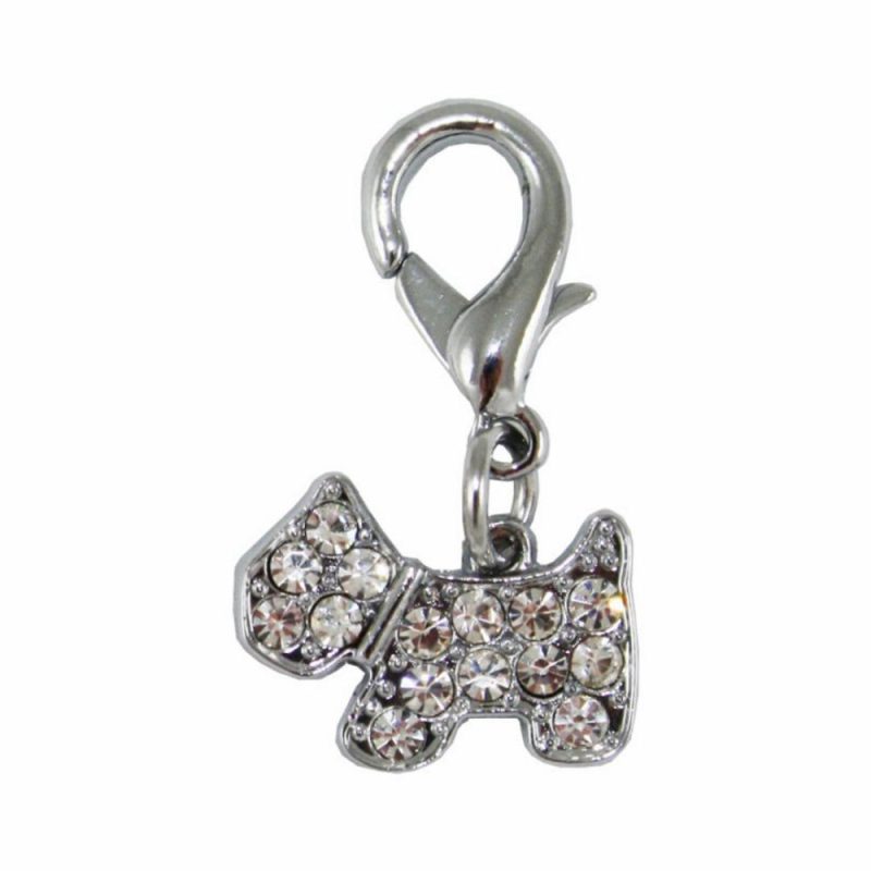 ID Tags & Charms | Crystal Puppy Collar Charm – Silver