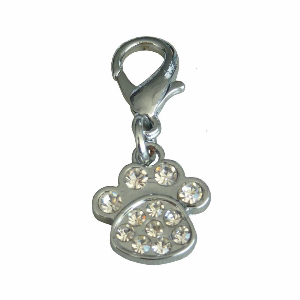 ID Tags & Charms | Crystal Puppy Collar Charm – Silver