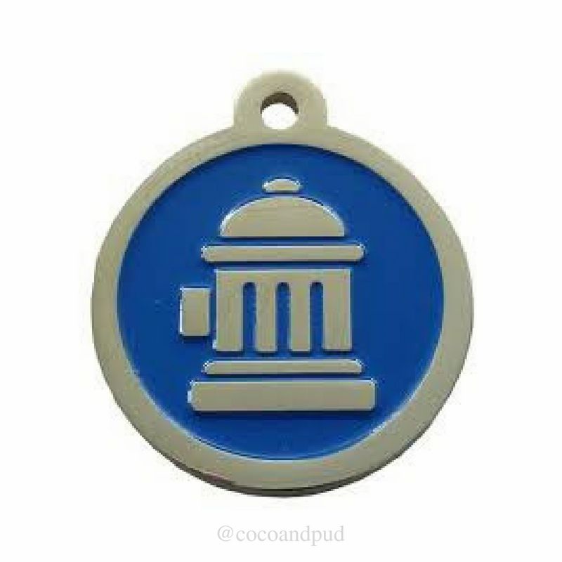 ID Tags & Charms | Fire Hydrant ID Tag – Blue & Silver