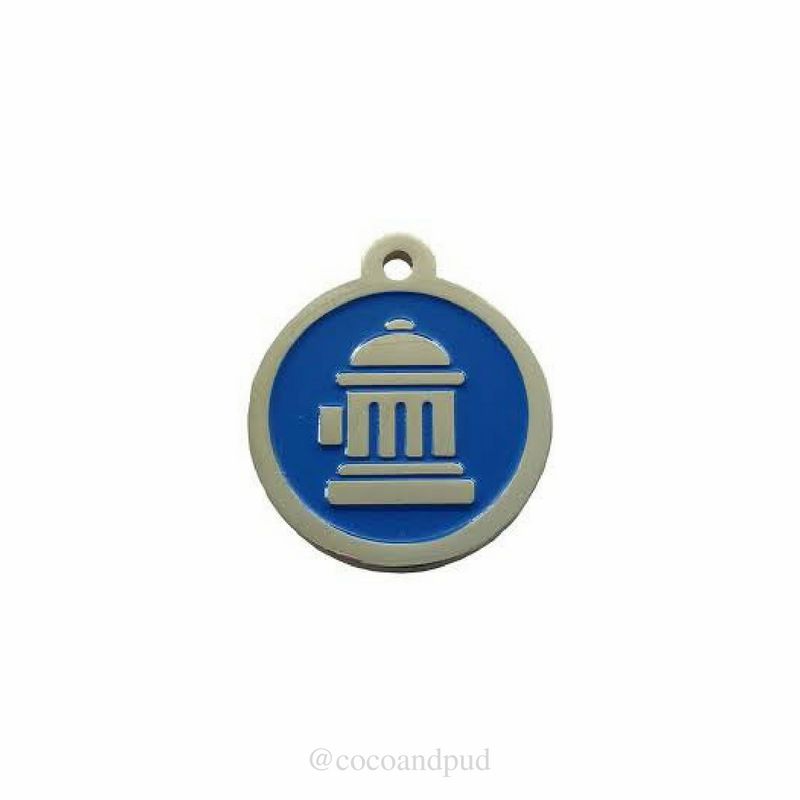 ID Tags & Charms | Fire Hydrant ID Tag – Blue & Silver