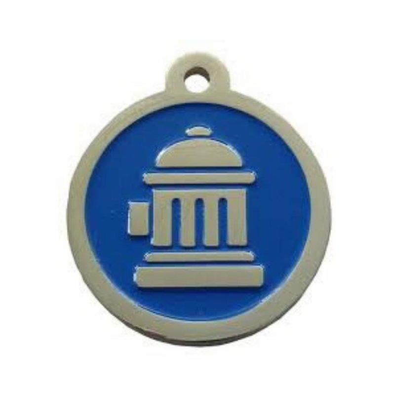 ID Tags & Charms | Fire Hydrant ID Tag – Blue & Silver