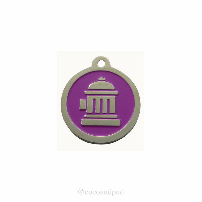 ID Tags & Charms | Fire Hydrant ID Tag – Purple & Silver