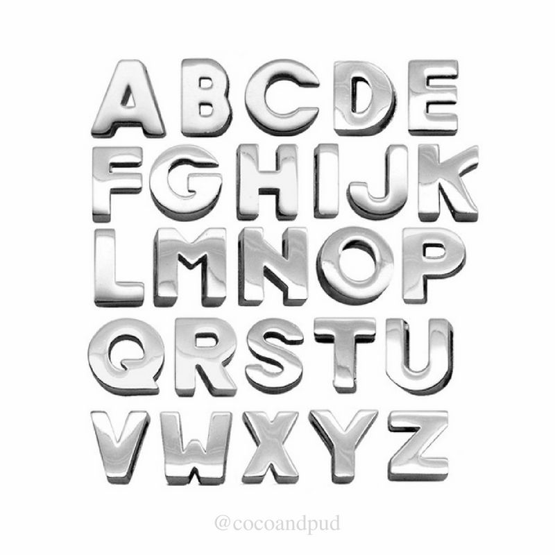 ID Tags & Charms | Plain Alphabet Slide Letters – Silver