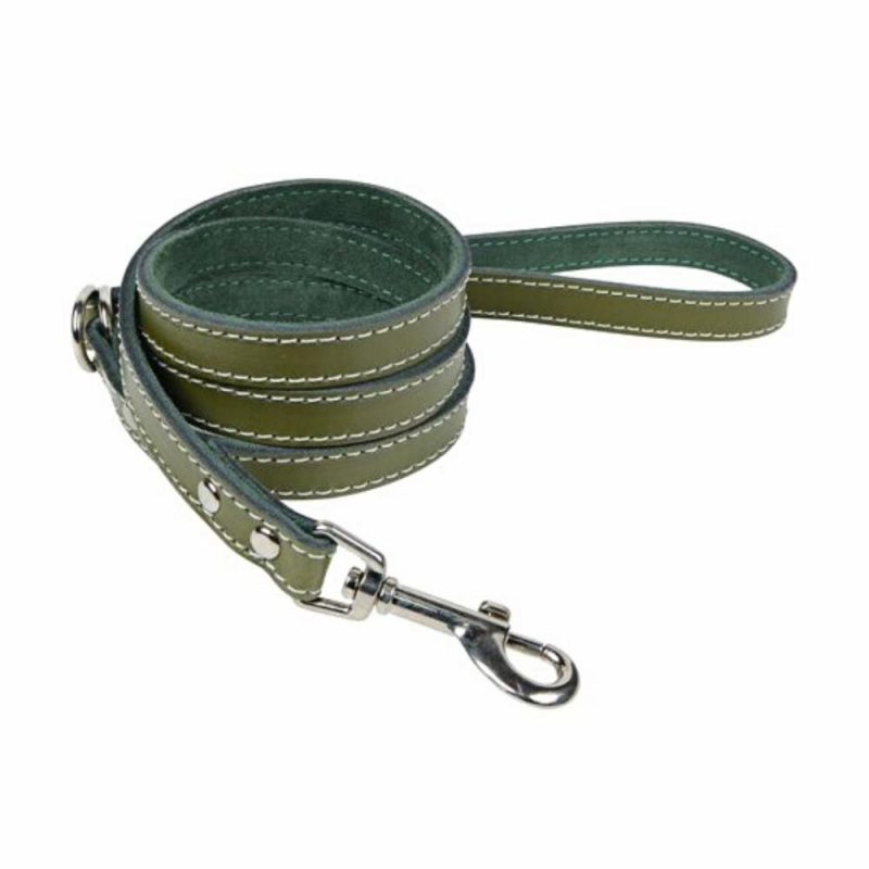 Leads | DOGUE Classic Stitch Leather Dog Lead – Forest Green – Australian Made