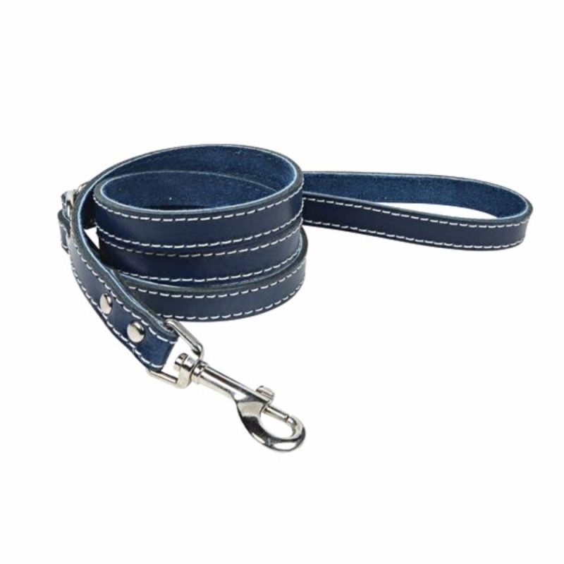 Leads | DOGUE Classic Stitch Leather Dog Lead – Navy – Australian Made