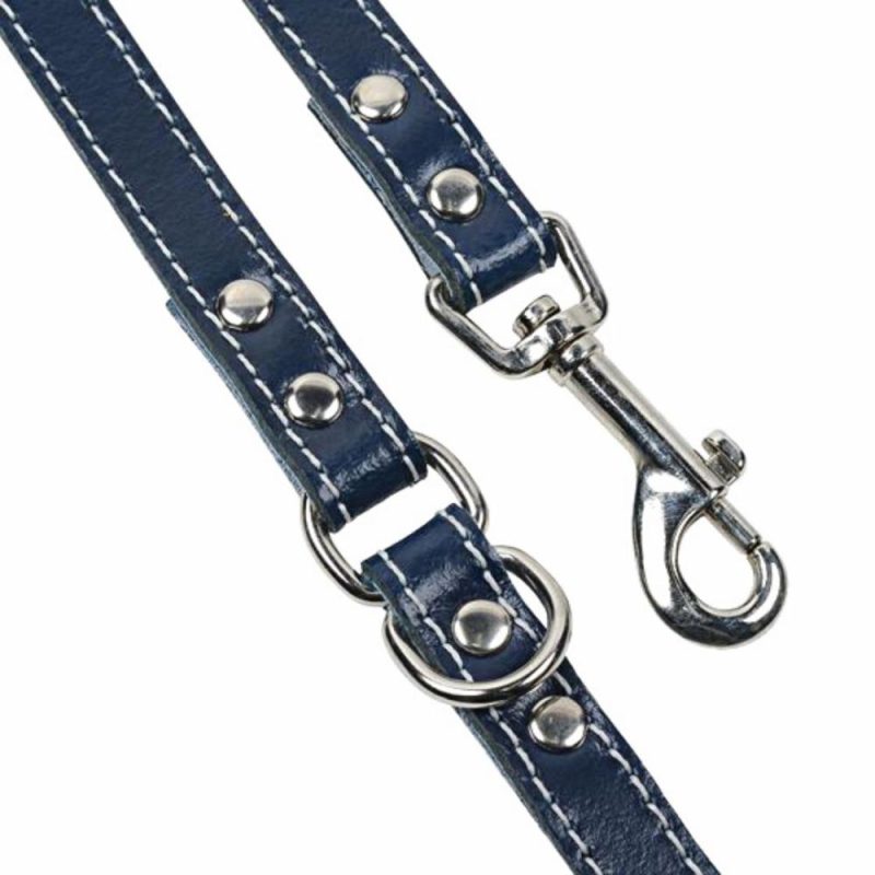 Leads | DOGUE Classic Stitch Leather Dog Lead – Navy – Australian Made