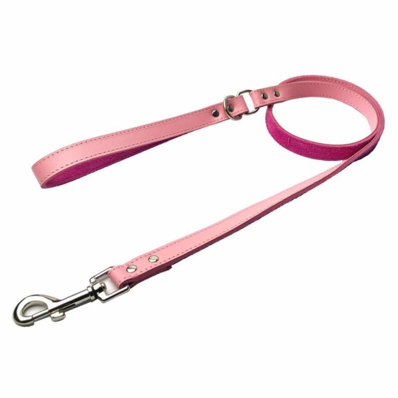 Leads | DOGUE Plain Jane Leather Dog Lead – Pink