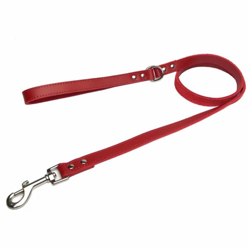 Leads | DOGUE Plain Jane Leather Dog Lead – Red