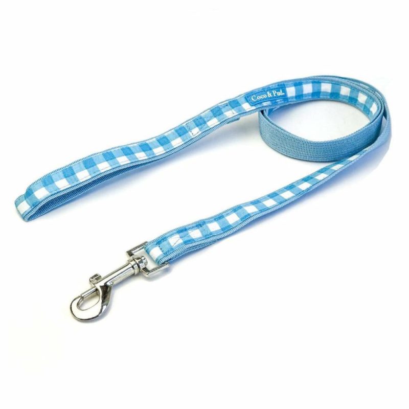 Leads | Gingham Dog Leads – Blue