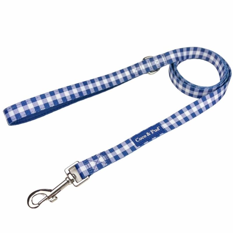 Leads | Gingham French Navy Dog lead/ Leash