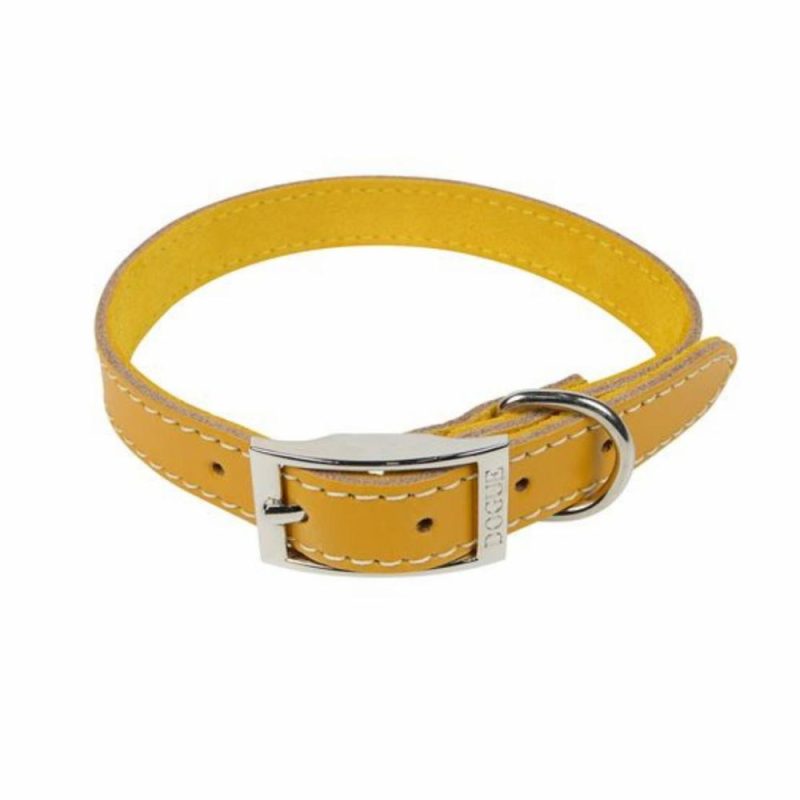 Leather Dog Collars & Leads | DOGUE Classic Stitch Leather Dog Collar – Mustard – Australian Made