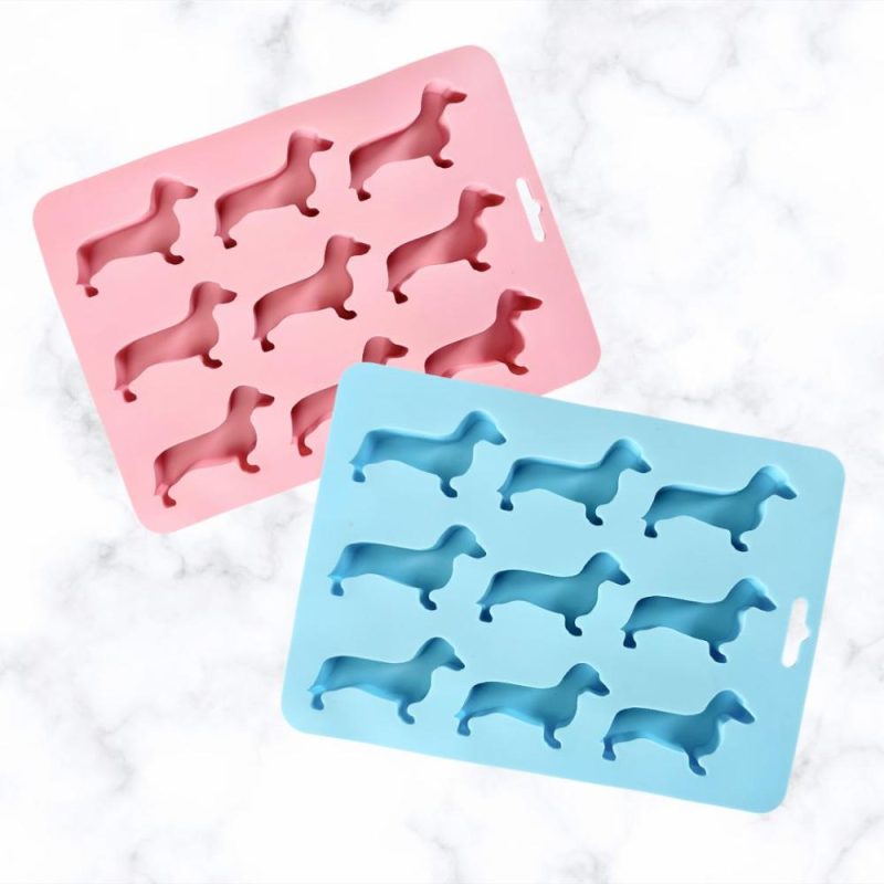 Lick Mats & Slow Feeders | Dachshund Ice Cube Tray Pink – Pink or Blue