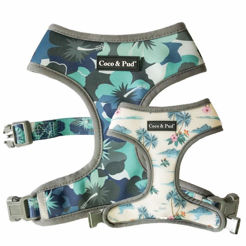 Reversible Harnesses | Camo Hibiscus Dog Harness