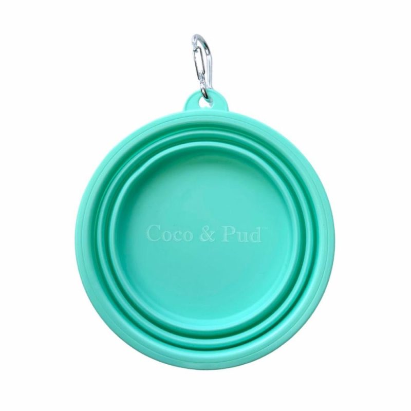 Travel Accessories | Collapsible Portable Silicone Travel Dog Bowl- Azure