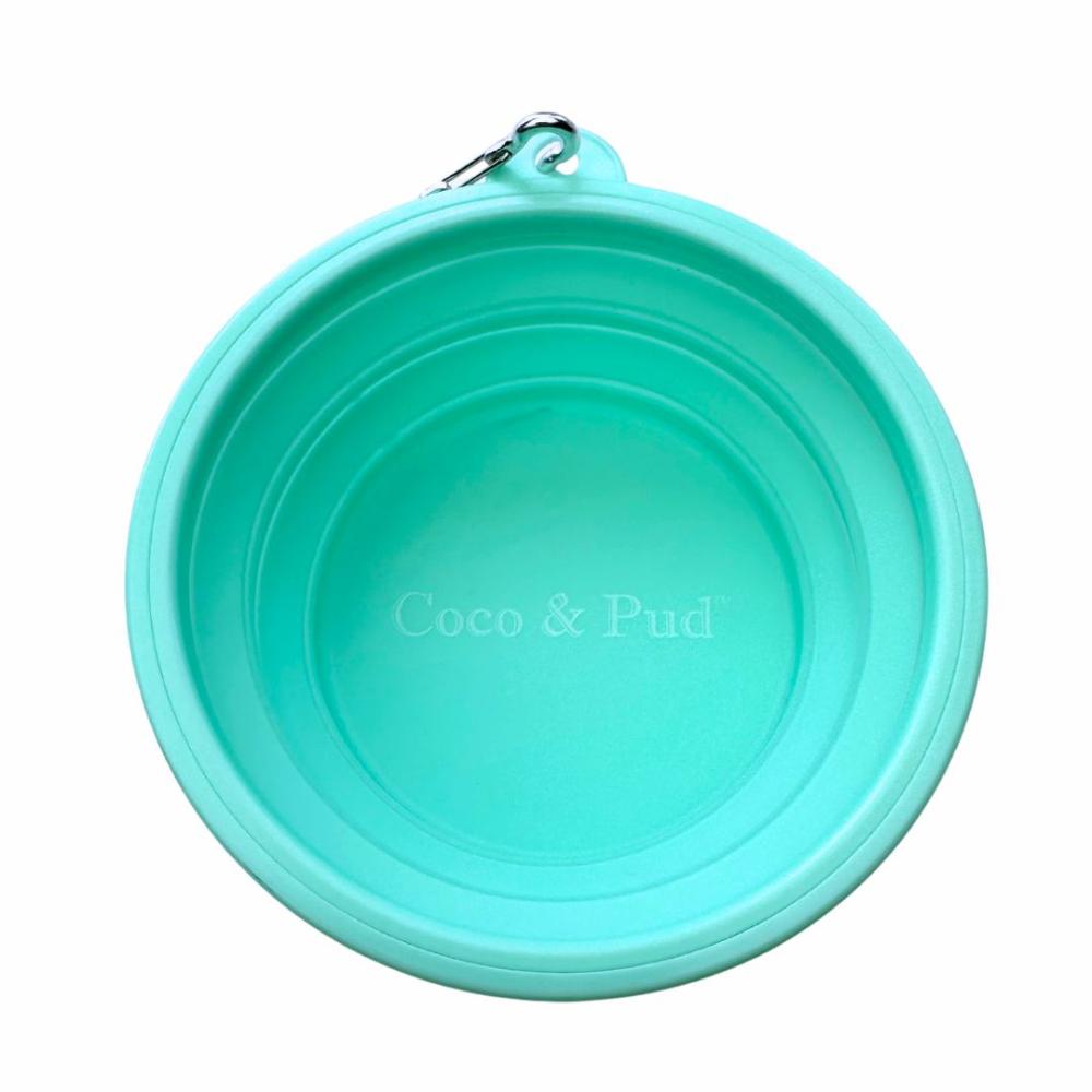 Travel Accessories | Collapsible Portable Silicone Travel Dog Bowl- Azure