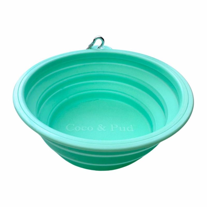 Travel Accessories | Collapsible Portable Silicone Travel Dog Bowl- Azure