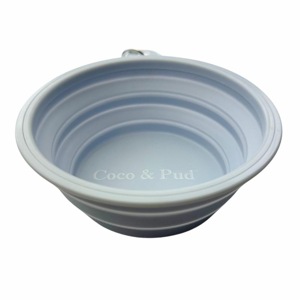 Travel Accessories | Collapsible Portable Silicone Travel Dog Bowl- Grey