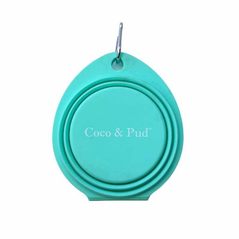 Travel Accessories | Collapsible Portable Silicone Travel Double Dog Bowl – Azure