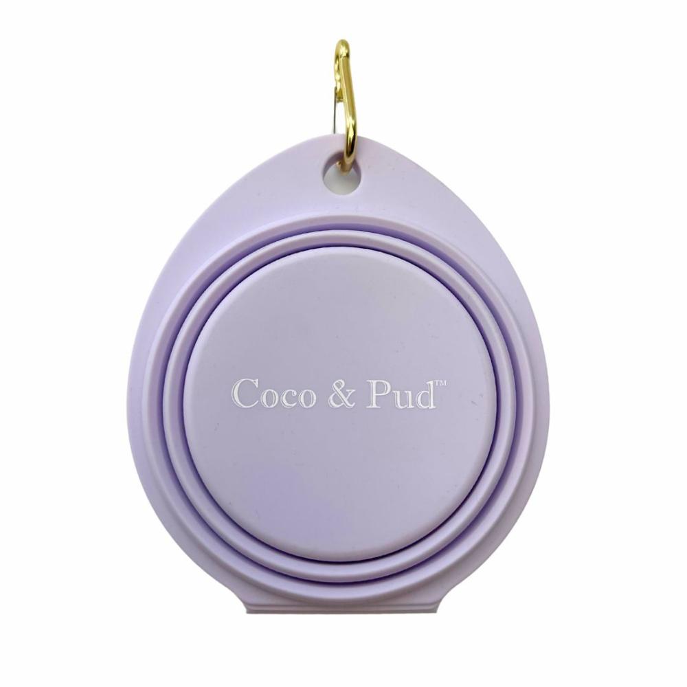 Travel Accessories | Collapsible Portable Silicone Travel Double Dog Bowl- Lilac