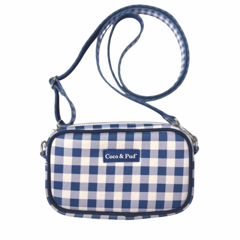 Travel Accessories | Gingham ‘Dog Walking’ Crossbody Bag – French Navy