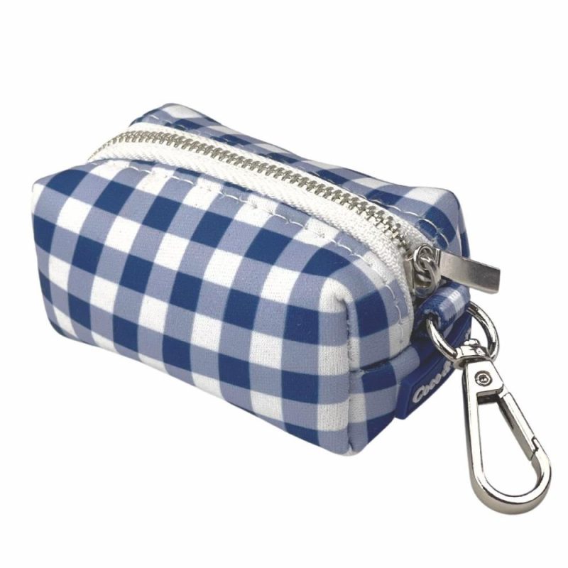 Travel Accessories | Gingham French Navy Waste Bag Holder