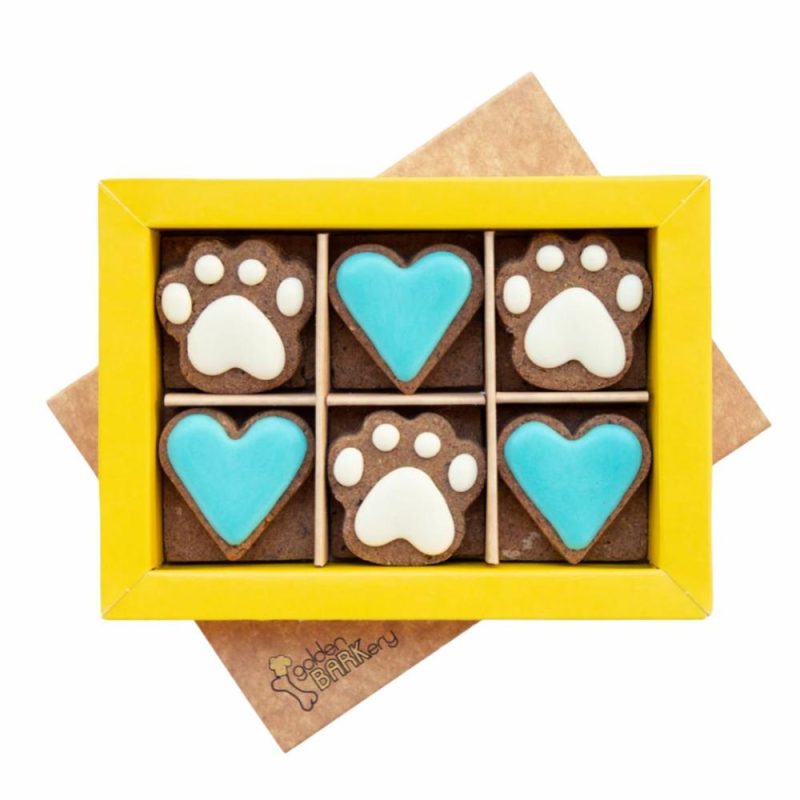 Treats | Golden Barkery Paw & Heart PupBiscuit Dog Treats – 12 Dog Biscuits Box Blue