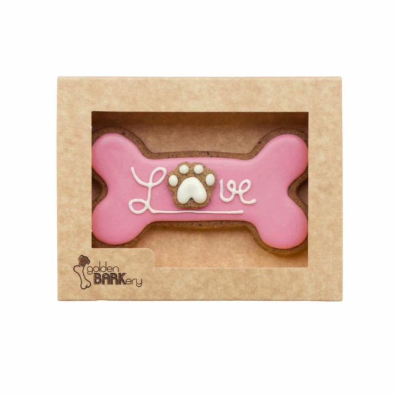 Treats | Valentine’s Day Dog Treat – LOVE Dog Bone Biscuit Pink