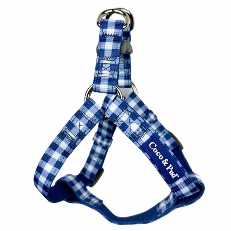 UniClip Harnesses | Gingham French Navy UniClip Lite Dog Harness