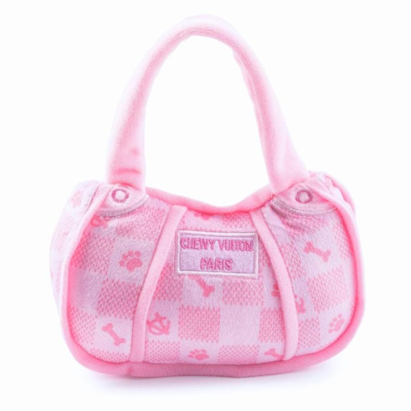 Valentine’s Day | Pink Checker Chewy Vuiton Handbag Dog Toy