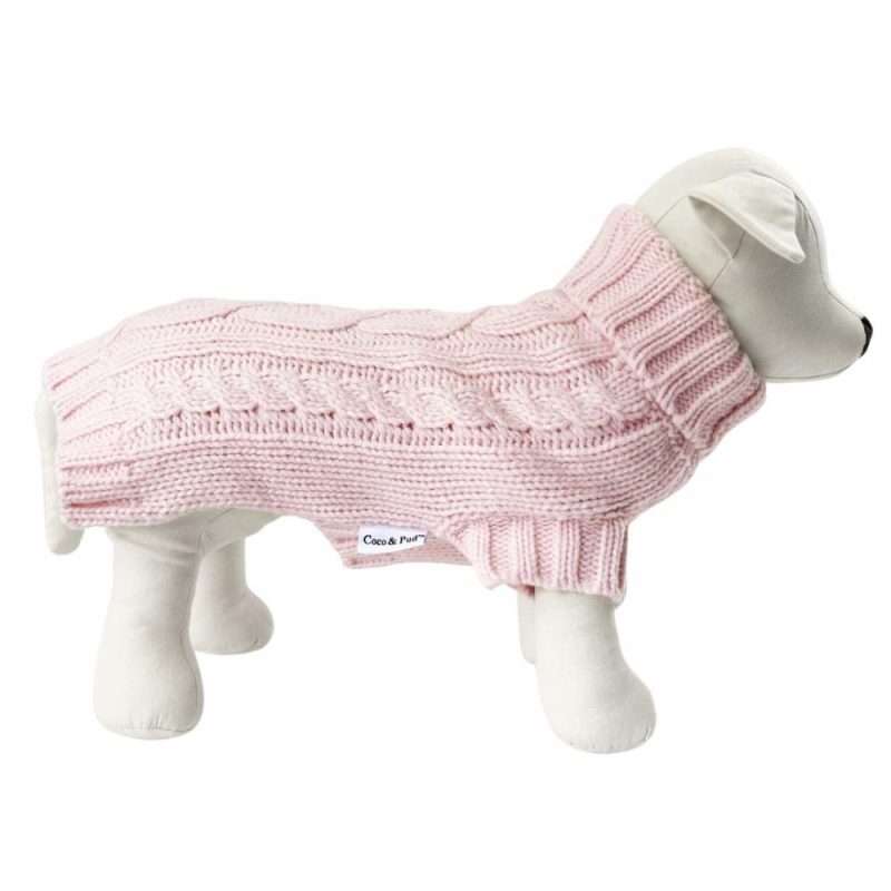 Wool Sweaters | Coco Cable Dog Sweater/ Dog Jumper – Blush Pink