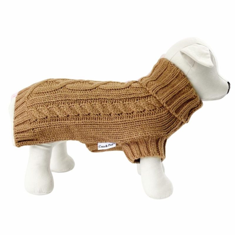 Wool Sweaters | Coco Cable Dog Sweater/ Dog Jumper – Cinnamon