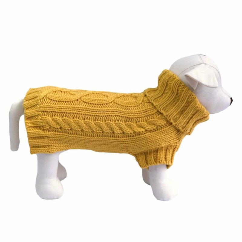 Wool Sweaters | Coco Cable Dog Sweater/ Dog Jumper – Mustard