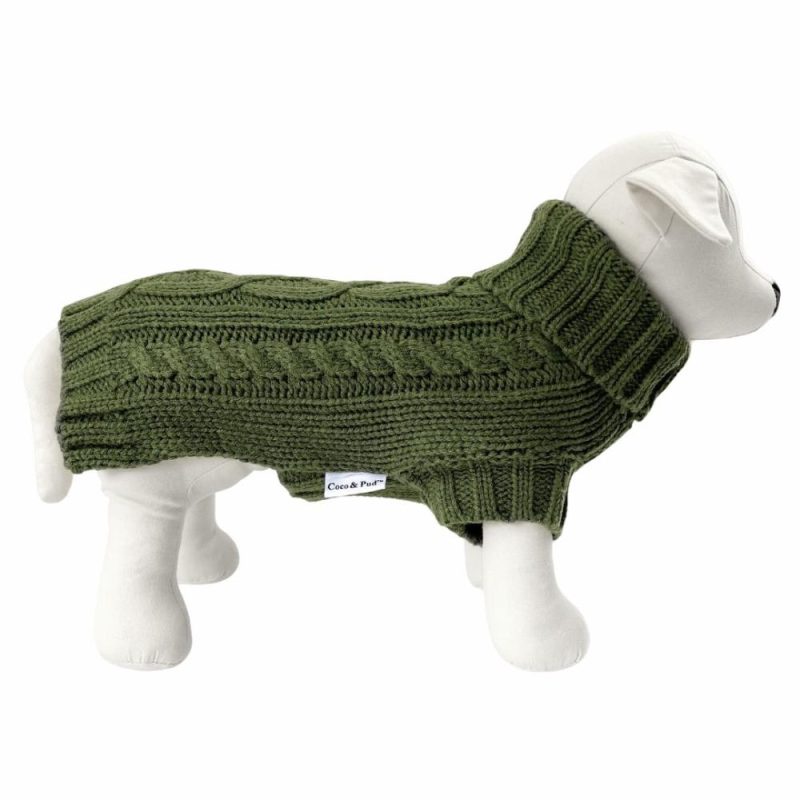 Wool Sweaters | Coco Cable Dog Sweater/ Dog Jumper – Olive