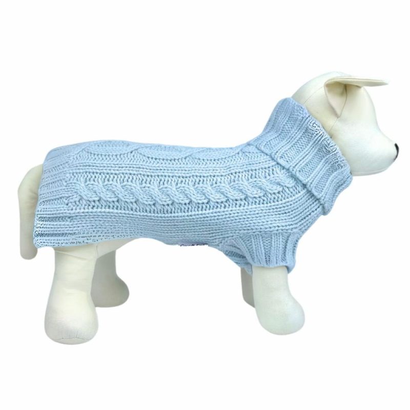 Wool Sweaters | Coco Cable Dog Sweater/ Dog Jumper – Powder Blue