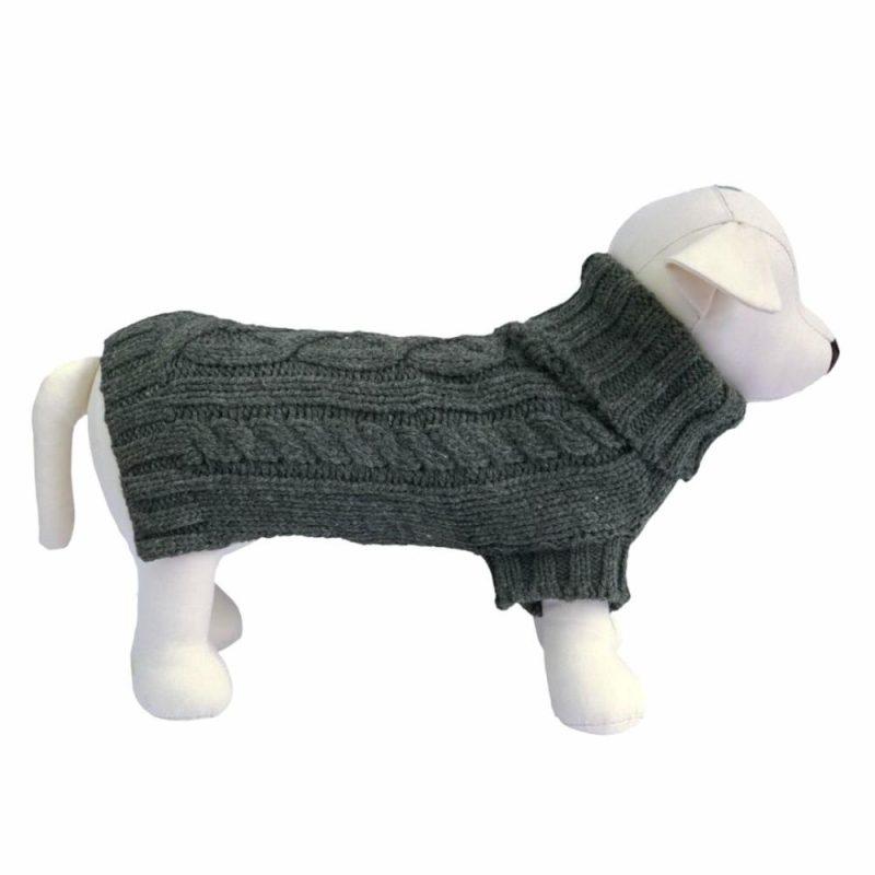 Wool Sweaters | Coco Cable Dog Sweater/ Dog Jumper – Slate Grey