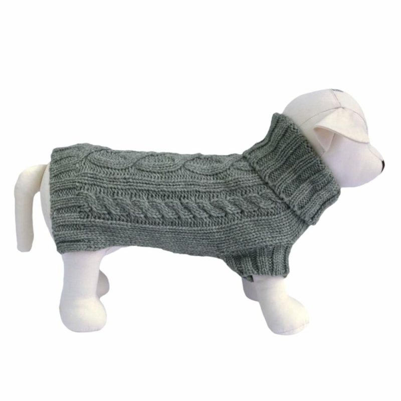 Wool Sweaters | Coco Cable Dog Sweater/ Dog Jumper – Storm Grey