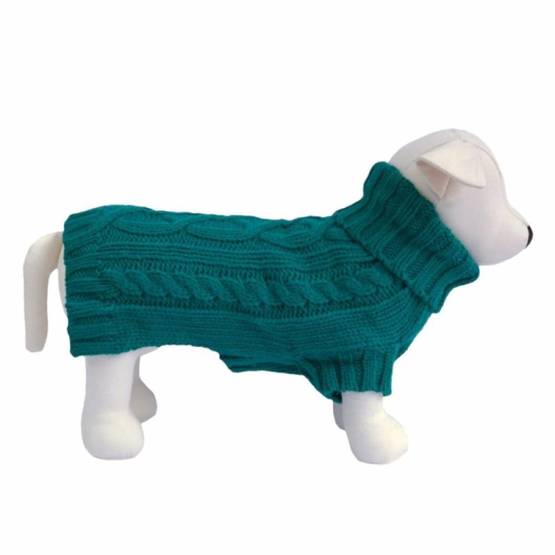 Wool Sweaters | Coco Cable Dog Sweater/ Dog Jumper – Teal