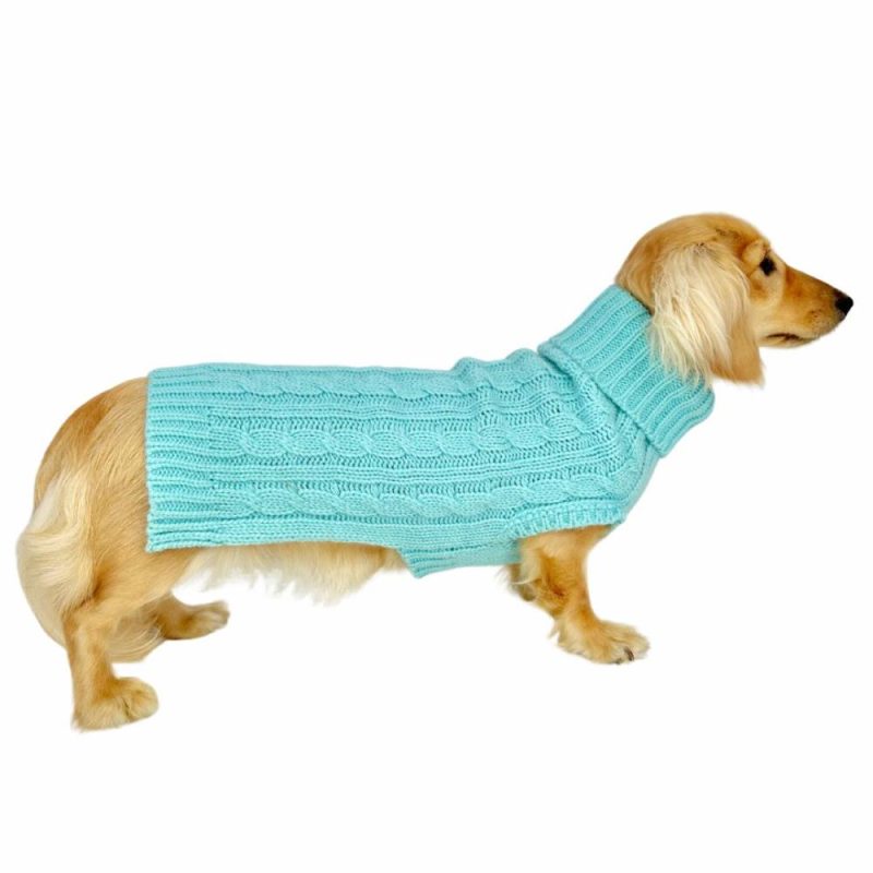 Wool Sweaters | Dachshund Cable Dog Sweater/ Dog Jumper – Azure